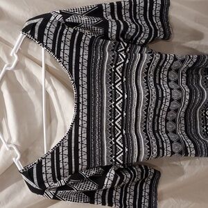 2 for 20 Bongo Black and White Geometric Print Wide Crisscross Back